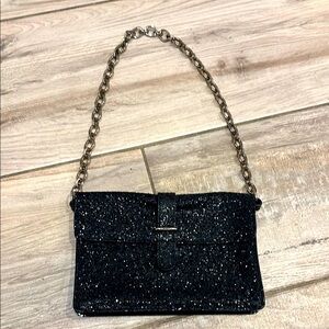 Furla Black Glitter and patent leather Chain Bag
